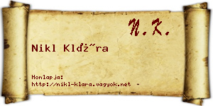 Nikl Klára névjegykártya